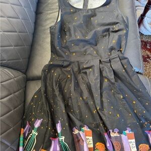 Black and Purple Kids Dress with Potion Print